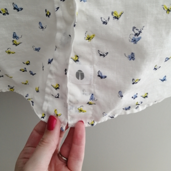 Anthropologie Grayson The Hero 100% Linen Butterfly Print White Button Up 3 or M - Picture 12 of 16